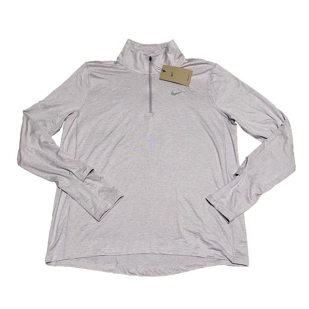 Nike Element Dri-Fit 1/4 Zip Pullover Womens M Gray Running Performance CU3220